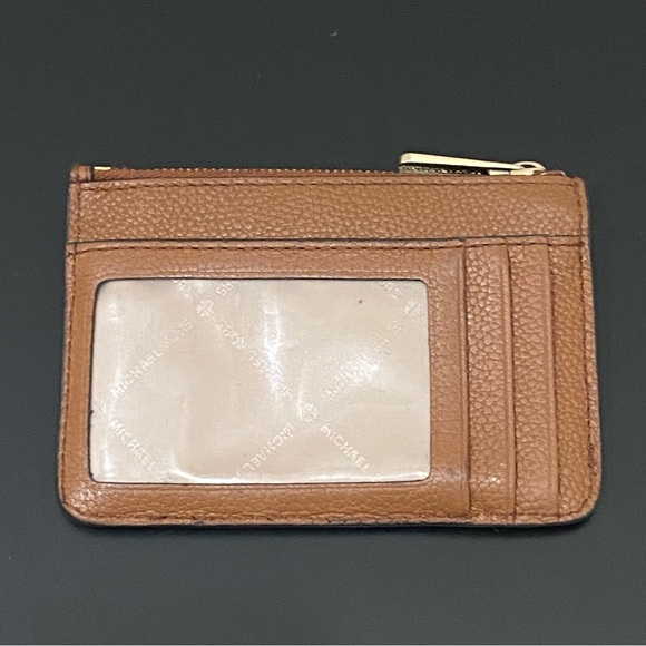 MICHAEL KORS Adele Brown Leather Zip Up Key Ring ID Wallet 5” X 3.5” - Picture 5 of 11